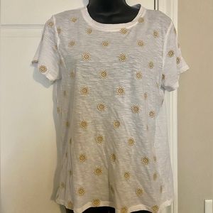 Lucky Brand Tee with Embroidered Sunflowers 🌻